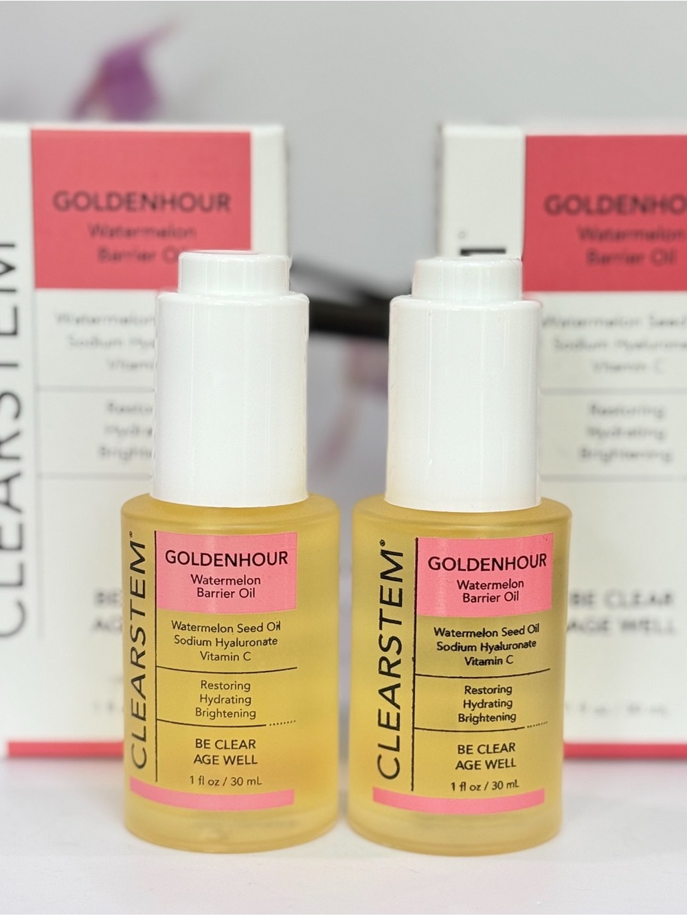 Clearstem GOLDENHOUR Watermelon Barrier Oil Duo 2 x 1 oz Full Size NEW Exp 02/28
